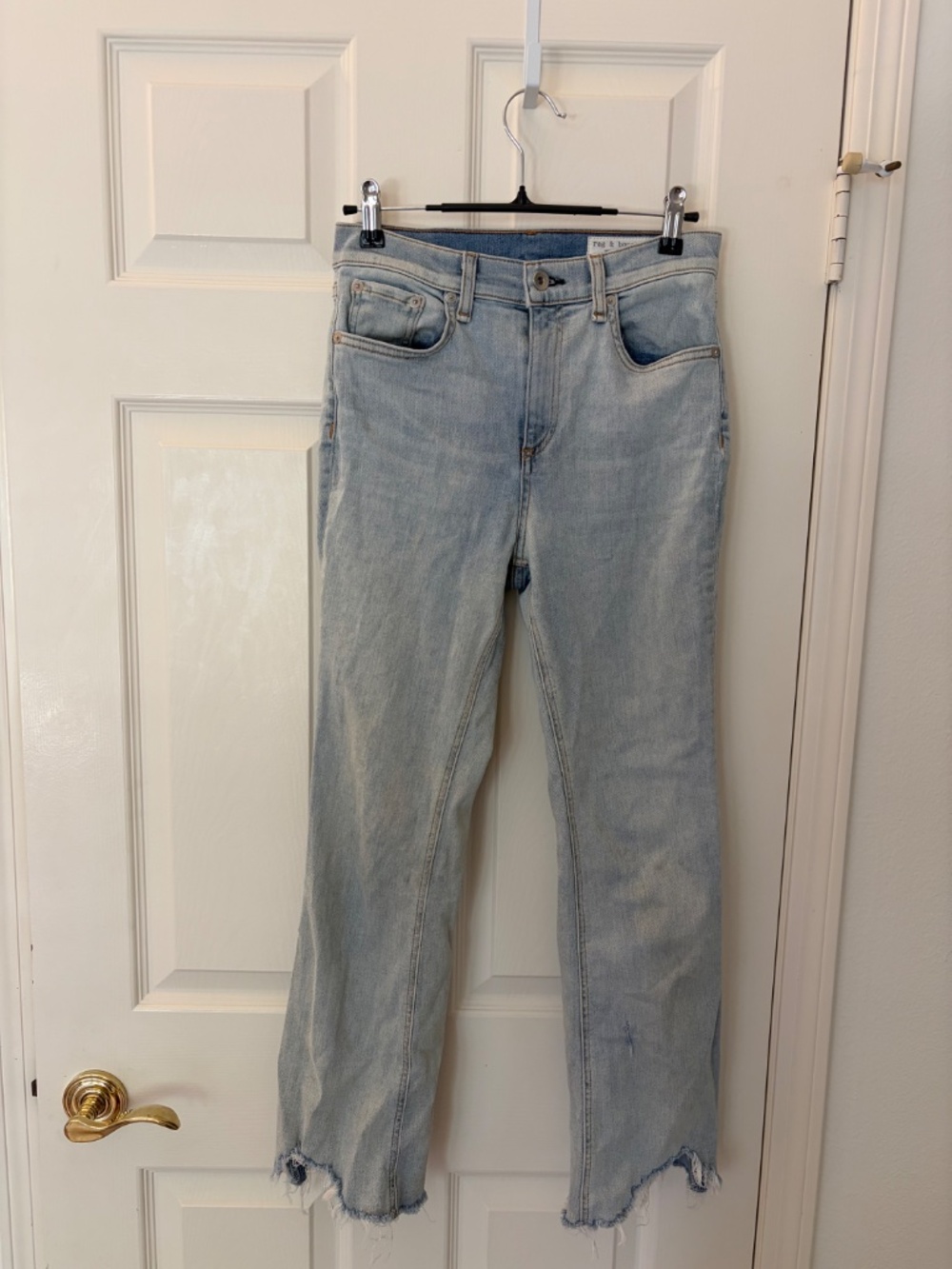 Rag & Bone Light Wash Distressed Raw Hem Jeans Size 25